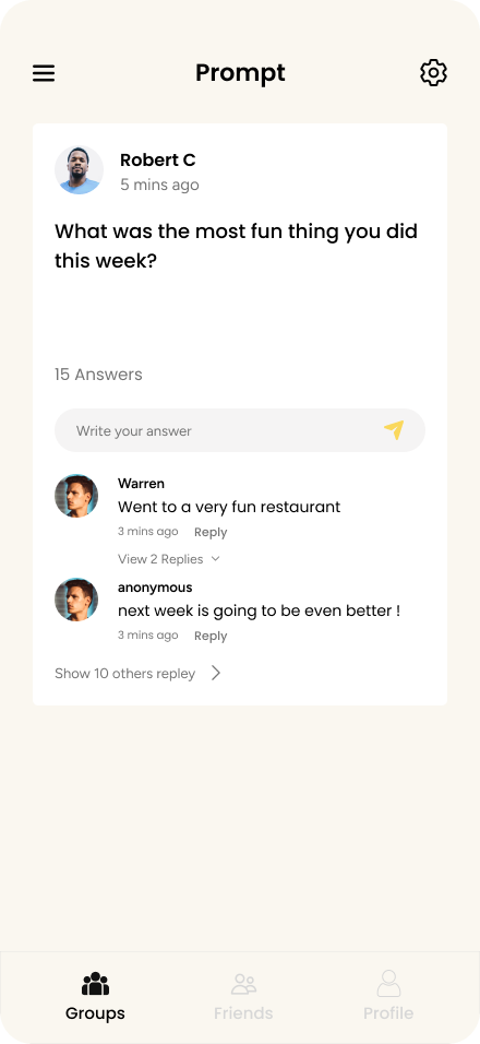 Daily conversation prompts interface